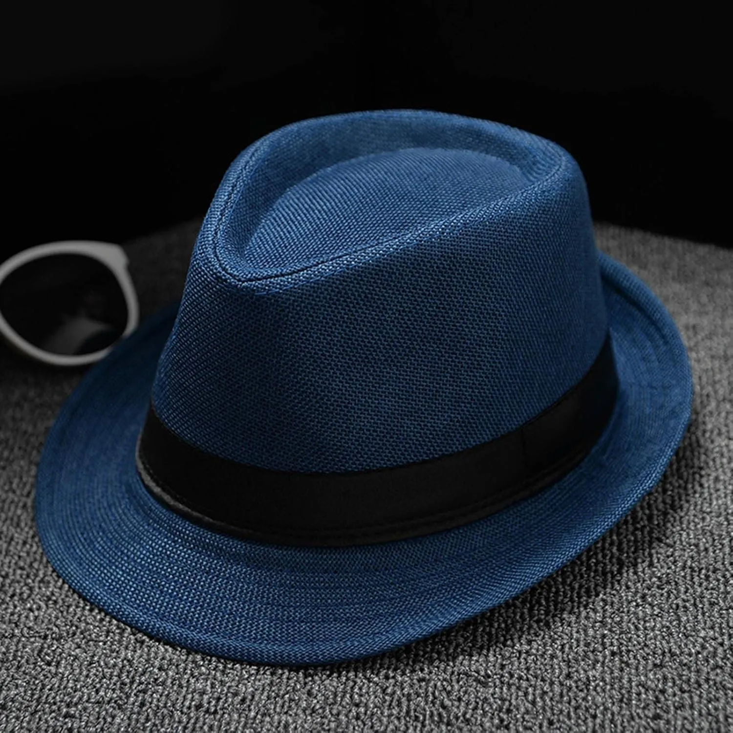 YOLAI Men Women Stra𝐰 Fedora Trilb𝐲 Hat Stra𝐰 Sun Hat Panama Hat Beach Sun Hat Short Brim Jazz Cap Cowboy Hat