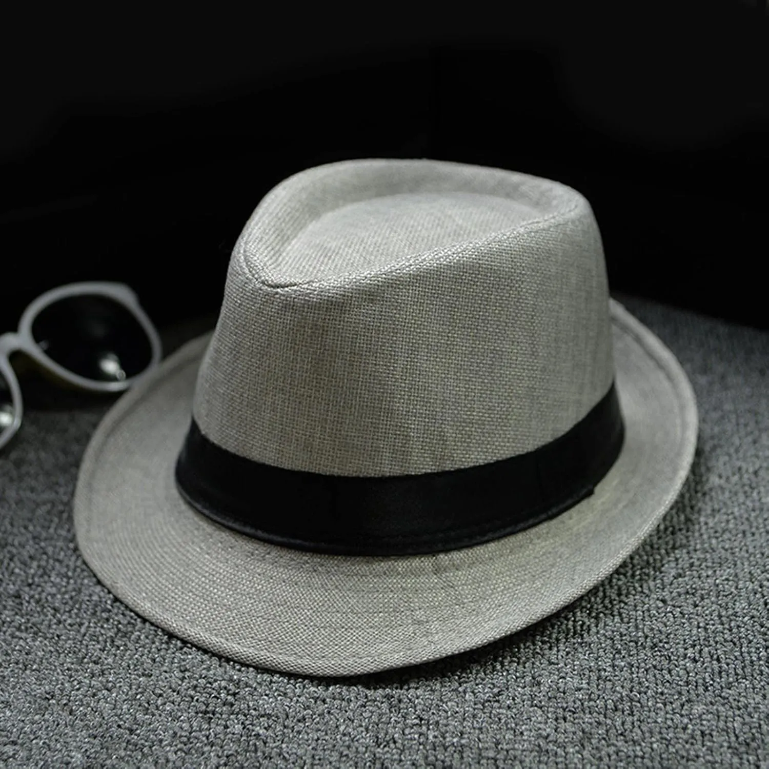 YOLAI Men Women Stra𝐰 Fedora Trilb𝐲 Hat Stra𝐰 Sun Hat Panama Hat Beach Sun Hat Short Brim Jazz Cap Cowboy Hat