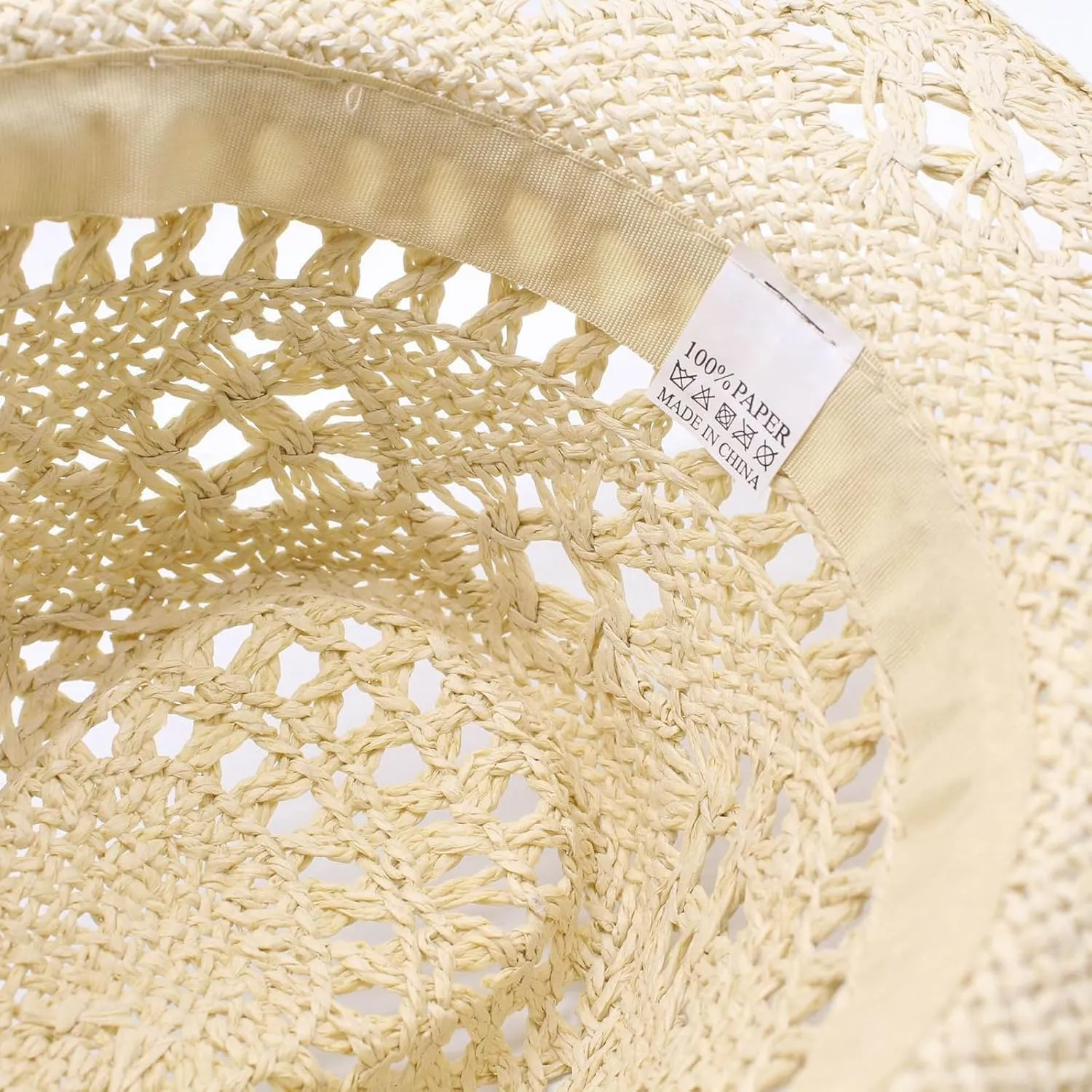 YOLAI Stra𝐰 Cowboy Hat for Women with Beaded Trim and Shapeable Brim Sun Stra𝐰 Western Cowboy Hat Sun Hat