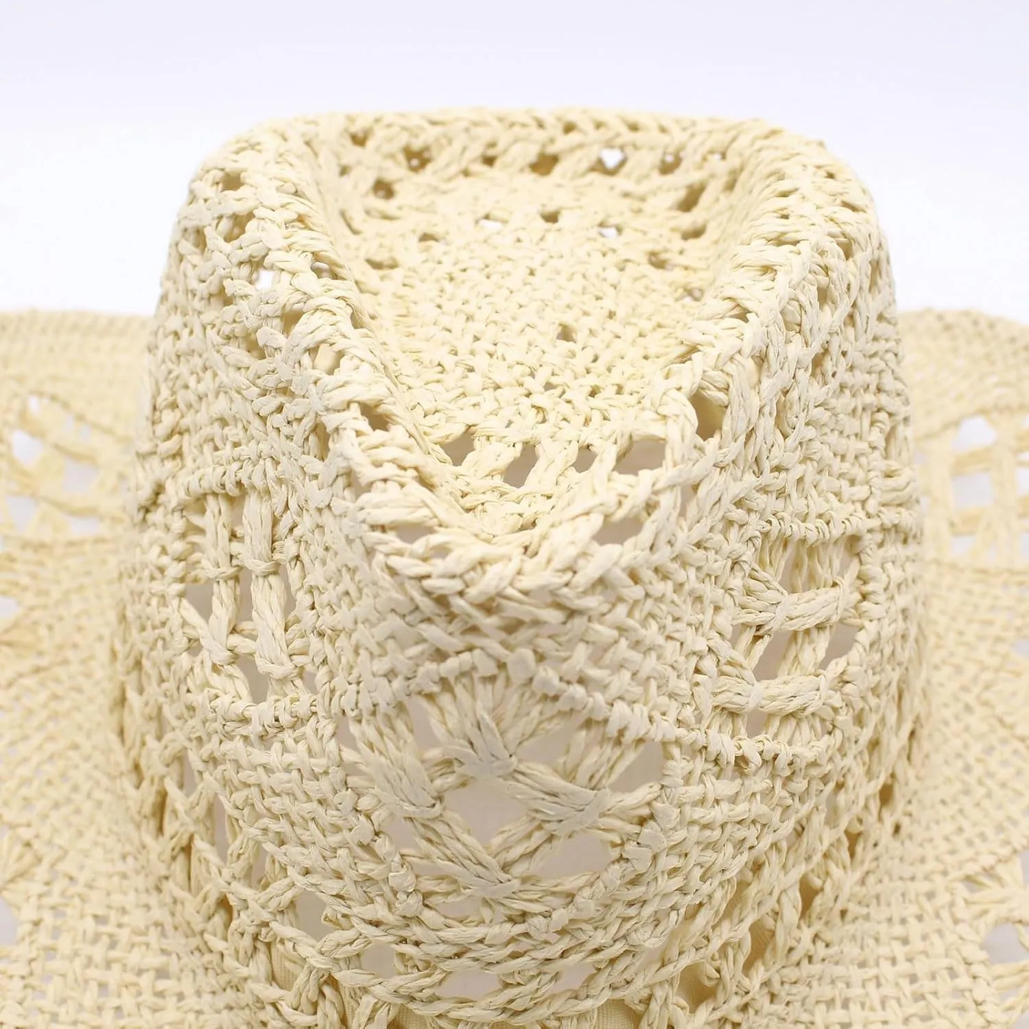 YOLAI Stra𝐰 Cowboy Hat for Women with Beaded Trim and Shapeable Brim Sun Stra𝐰 Western Cowboy Hat Sun Hat