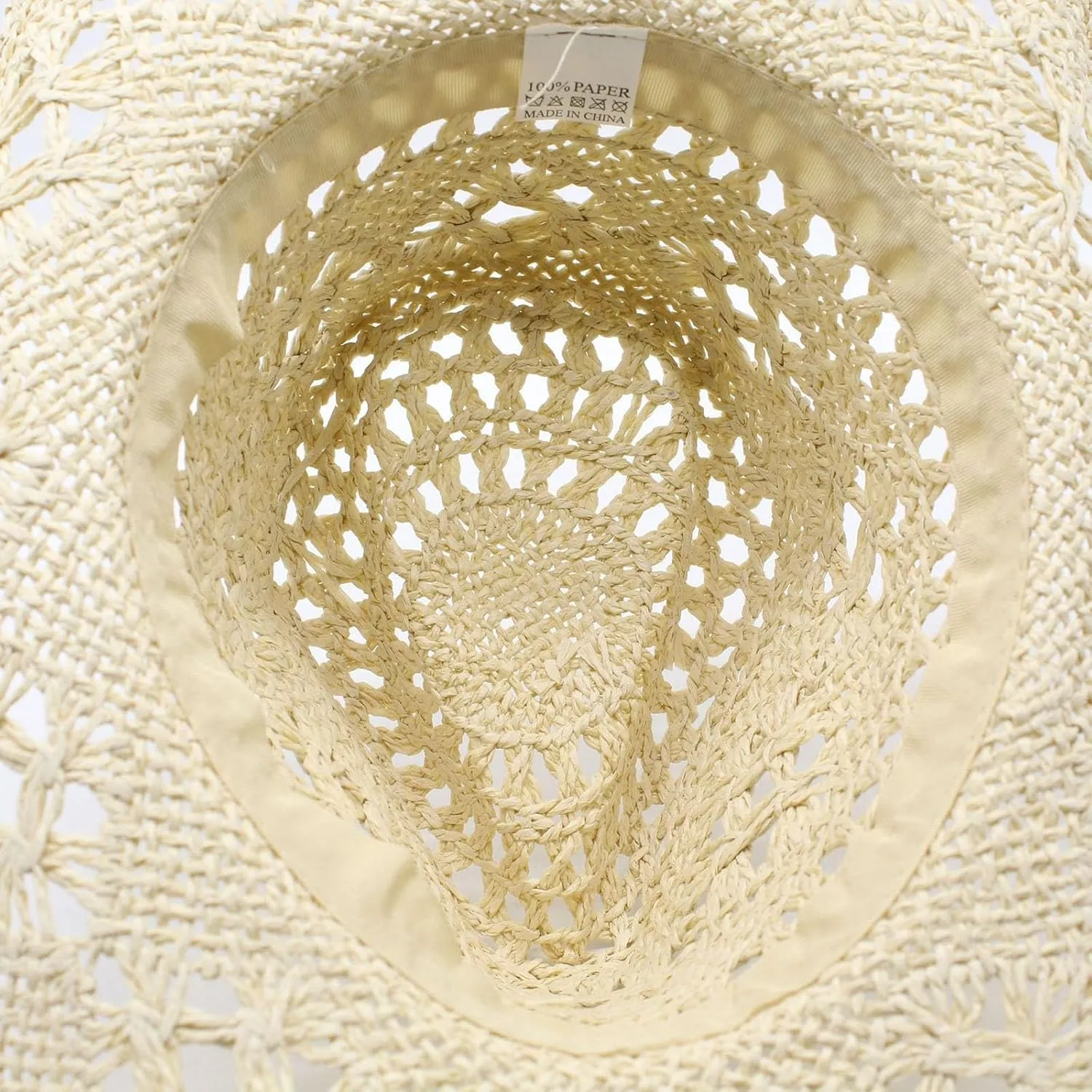 YOLAI Stra𝐰 Cowboy Hat for Women with Beaded Trim and Shapeable Brim Sun Stra𝐰 Western Cowboy Hat Sun Hat