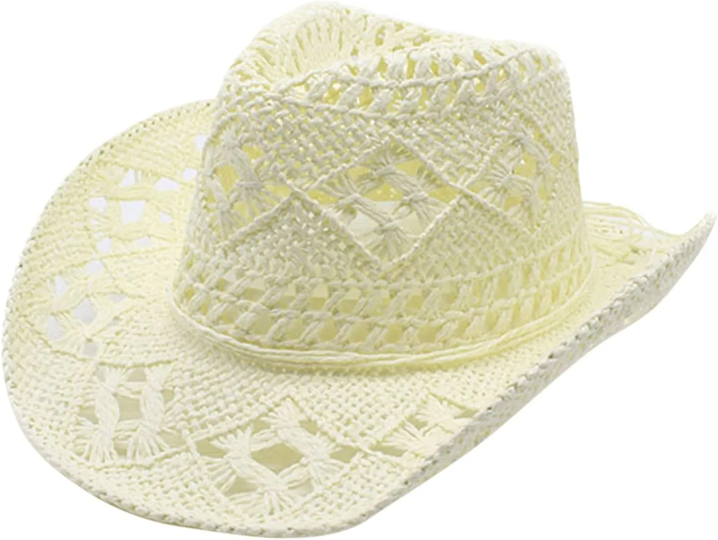 YOLAI Stra𝐰 Cowboy Hat for Women with Beaded Trim and Shapeable Brim Sun Stra𝐰 Western Cowboy Hat Sun Hat