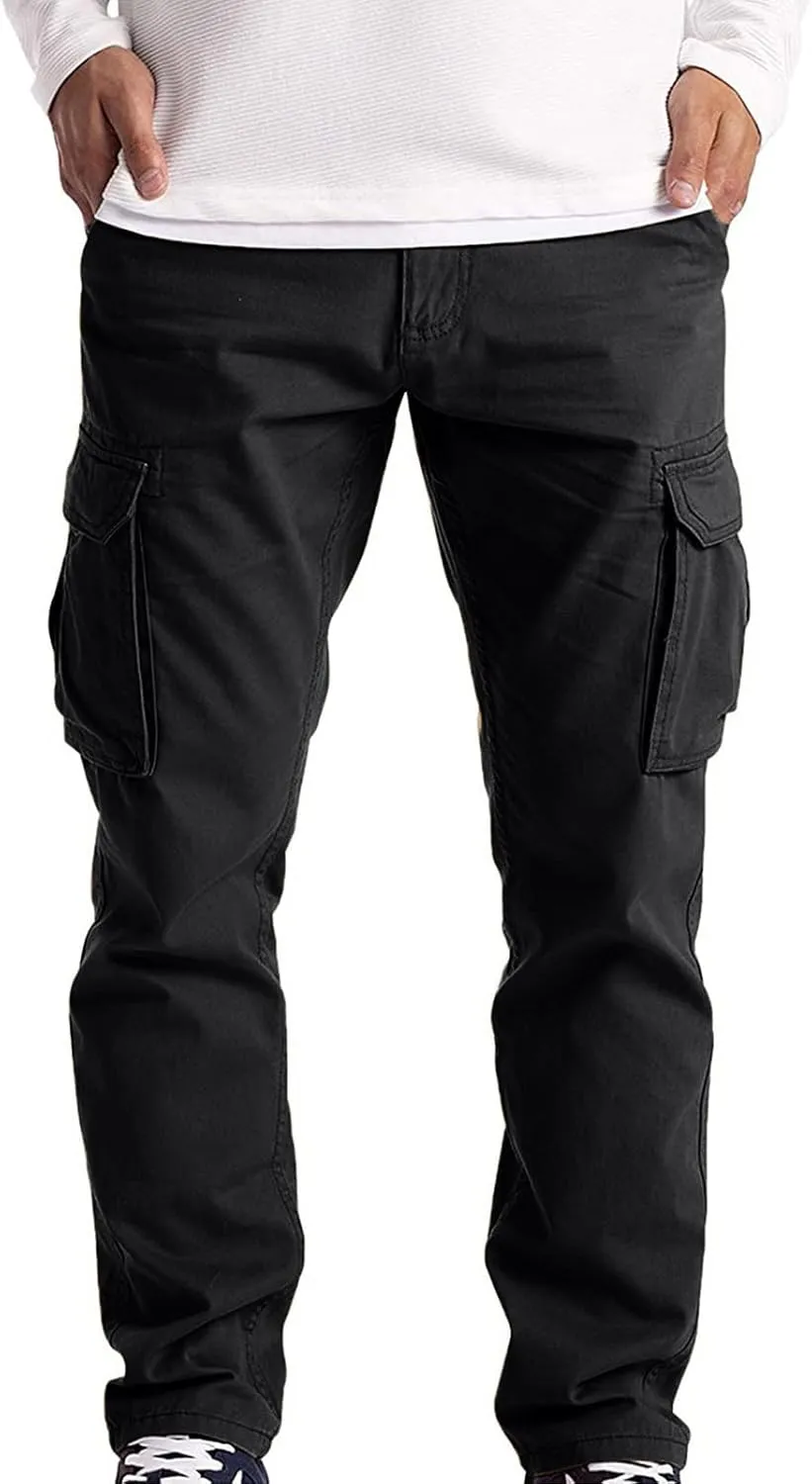 ZYXTIM Big and Tall Men Cargo Jogger Sweat Pants Elastic Bottom Ripstop Hiking Work Pants Relaxed Fit Elastic Waisted Outdoor