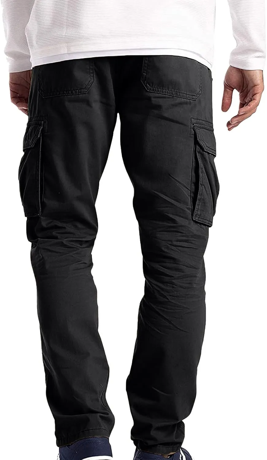 ZYXTIM Big and Tall Men Cargo Jogger Sweat Pants Elastic Bottom Ripstop Hiking Work Pants Relaxed Fit Elastic Waisted Outdoor